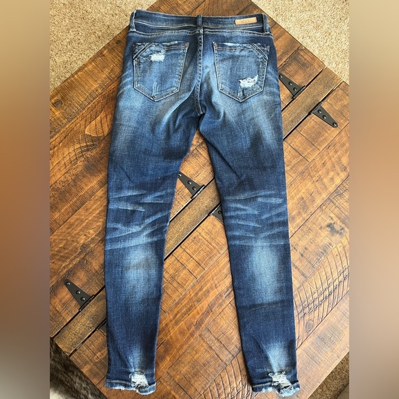 Buckle Distressed Dark Blue Skinny Jeans - Picture 5 of 5